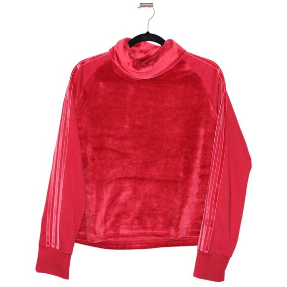 Adidas Logo Sport ID Red Velour Top Size Large NWT - Picture 2 of 6